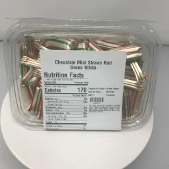 Beulah's Candyland Christmas Candy Old Fashion Chocolate Mint Straws 2 Pounds Red Green White Striped