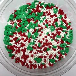 QA Products, Inc. - Beloit, Wisconsin Christmas Festive Flurry Mix Tree Shapes Sprinkles Bakery Topping 8 Oz. Sprinkles & Toppings