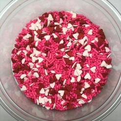 QA Products, Inc. - Beloit, Wisconsin Sprinkles & Toppings Valentine Hearts And Sprinkle Mix Red Pink White Topping Sprinkles 8 Ounces