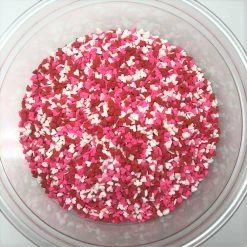 QA Products, Inc. - Beloit, Wisconsin Sprinkles & Toppings Valentine Hearts Mini Shapes Red White Pink Bakery Topping Sprinkles 1 Pound