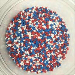 QA Products, Inc. - Beloit, Wisconsin Sprinkles & Toppings Patriotic Star Shapes MINI Red White Blue Stars Topping Sprinkles 1 Pound