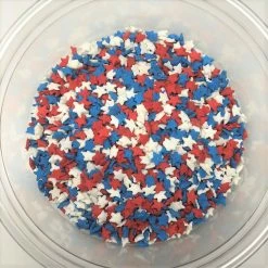 QA Products, Inc. - Beloit, Wisconsin Patriotic Star Shapes Red White Blue Stars Bakery Topping Sprinkles 5 Pounds